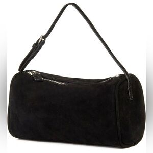Black Suede Barrel Bag, NEW with Dust Bag